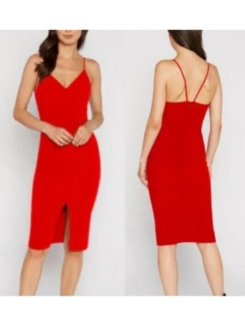 Likely | Scarlet Brooklyn Slit Front Cocktail Dress Scarlet Red